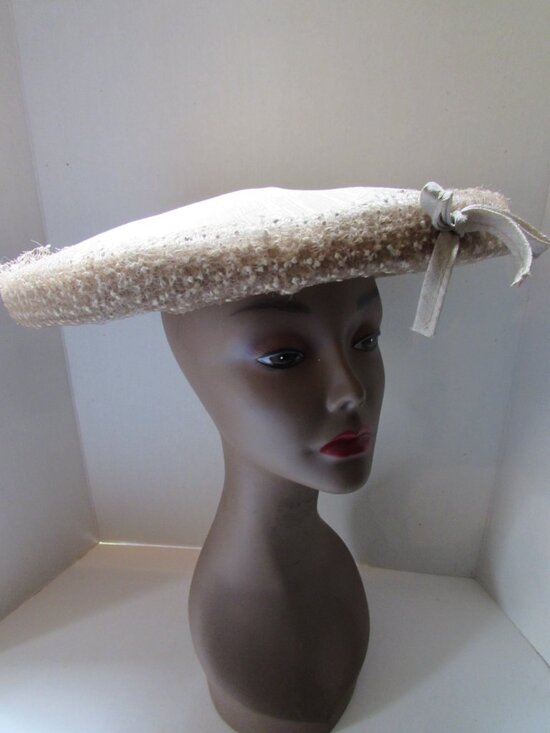 1950 Era Saucer Hat by Charmaine Champagne Color main image 5